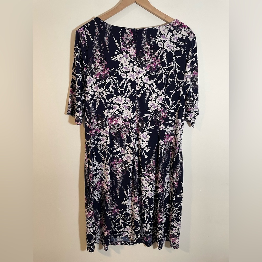 NWT Roz & Ali Floral Short Sleeve Midi Dress Women’s Size 18 Stretch Pockets $50 - Picture 4 of 8